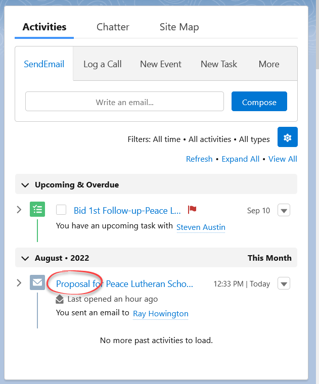 A screenshot of the email inbox with an arrow pointing to it.